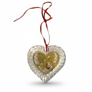 Vintage Gorham Crystal Gold Heart Ornament C521 w/ Original Box Rare